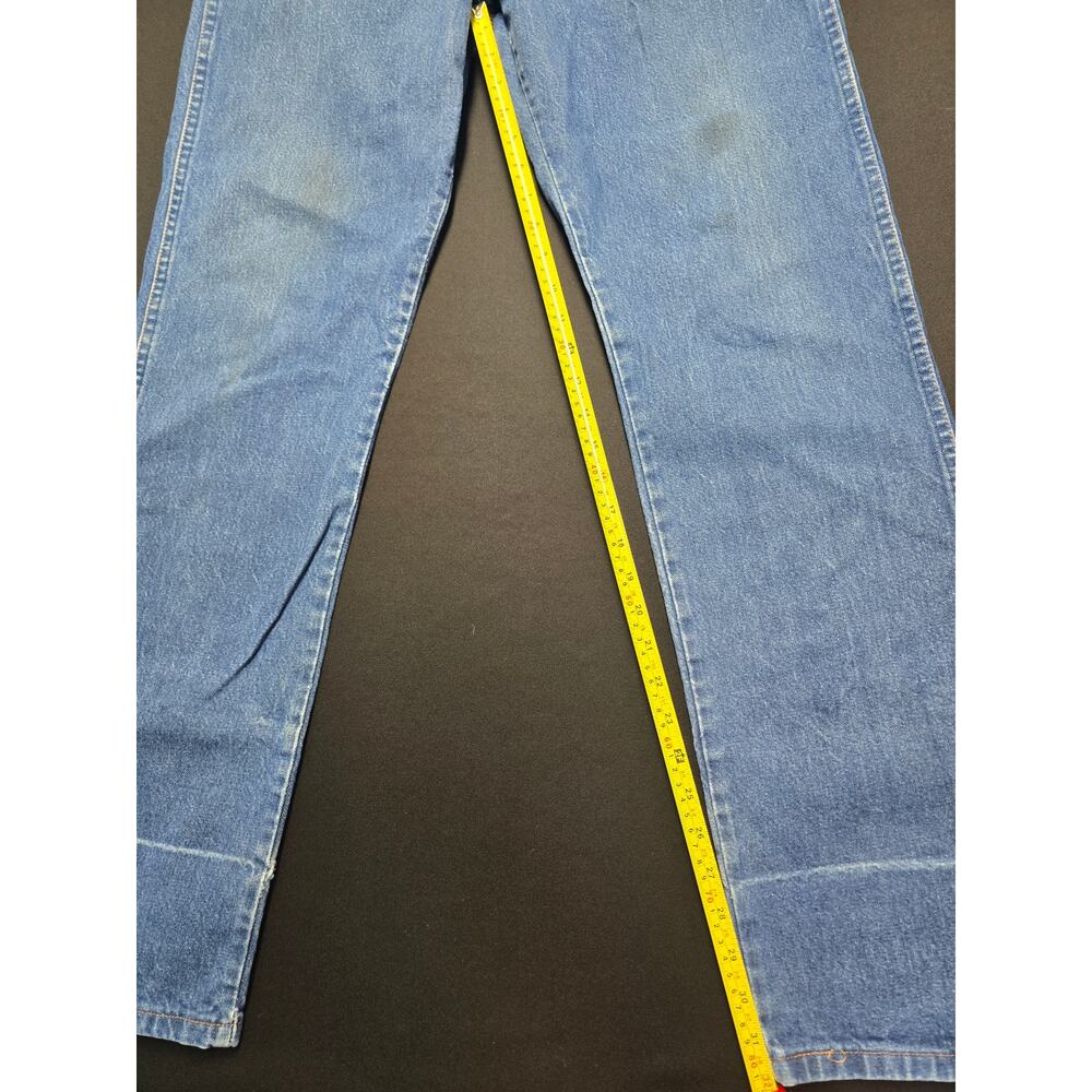 Wrangler Mens 35x34 Blue Denim Jeans Relaxed Fit Straight Leg 100% Cotton - Picture 8 of 14